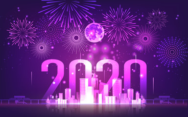 Abstract background with purple neon grids city in vintage style.Can be used for workflow layout, diagram, web design, happy new year. Vector illustration