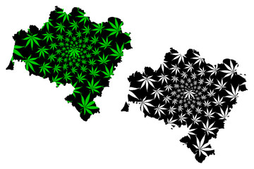 Lower Silesian Voivodeship (Voivodeships of Poland) map is designed cannabis leaf green and black, Lower Silesian Province map made of marijuana (marihuana,THC) foliage....
