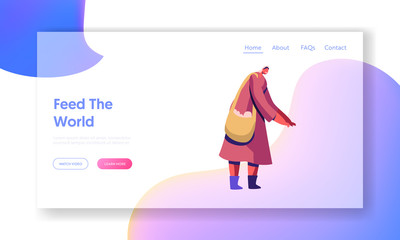 Fiber Harvesting Female Worker Website Landing Page. Young Woman in Long Dress and Shawl on Head Holding Shoulder Bag Collecting Ripe Cotton Flowers Web Page Banner. Cartoon Flat Vector Illustration