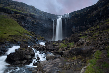 Fototapeta na wymiar Fossa waterfall, Faroe Islands