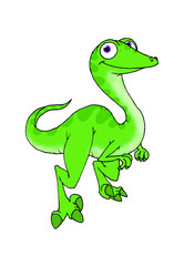 Funny illustration of a dinosaur of the species troodon