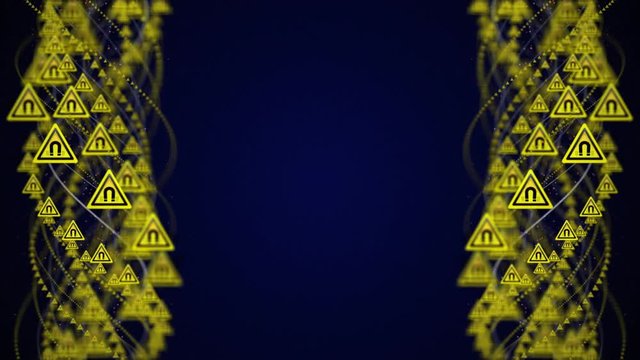 Strong Magnetic Field, Danger Symbols Animation, Rendering, Background, Loop, 4k