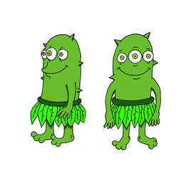 Funny illustration of a character with the appearance of amphibian or reptile