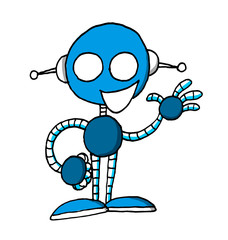 Cute illustration of a little and blue robot