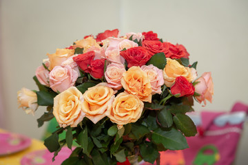 bouquet of red and yellow roses