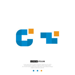 CZ C Z Logo Monogram with Blue and yellow Colors. modern letter logo design