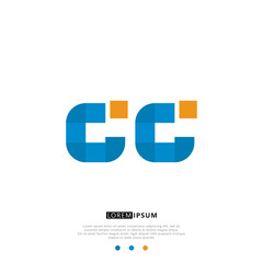 CC C C Logo Monogram with Blue and yellow Colors. modern letter logo design