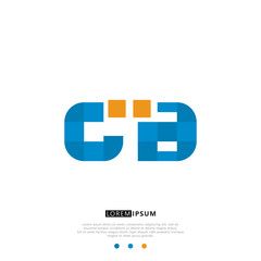 CB C B Logo Monogram with Blue and yellow Colors. modern letter logo design