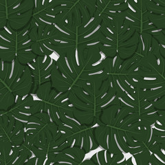 Naklejka na ściany i meble Green leaves pattern, seamless, vector.