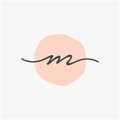 Letter M handwriting with circle concept. handwriting logo of initial signature, wedding, fashion, jewelry, boutique, and botanical with creative template for any company or business - vector
