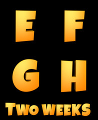 Two Weeks Cartoon video game Alphabet - 3D Illustration