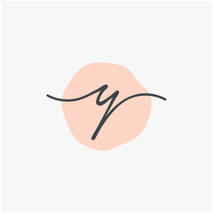 Letter Y handwriting with circle concept. handwriting logo of initial signature, wedding, fashion, jewelry, boutique, and botanical with creative template for any company or business - vector