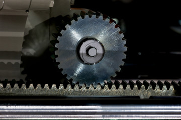 Big steel gear shot close  up photo.