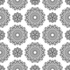 Floral seamless pattern. Mandala circular pattern. Vintage decorative ornament, boho chic, ethnic pattern. use for textile print, wall paper, background, wallpaper, packaging paper, etc.