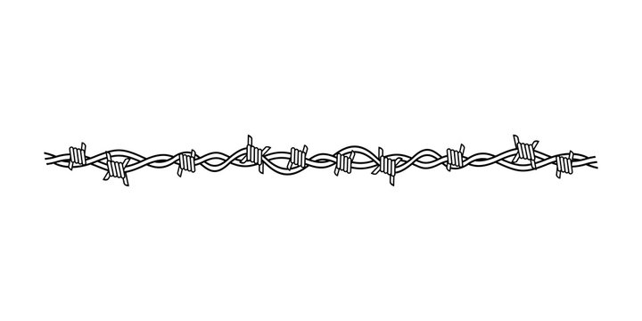Fragment of metal Razor Barbed Wire for Domestic and Defence. Border, part of the protective fence. Element of Product for protection or confinement. Isolated Black flat vector silhouette