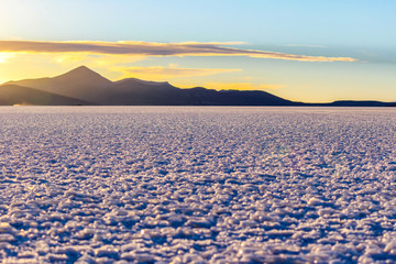 Sunset in the Uyuni desert, Bolivia