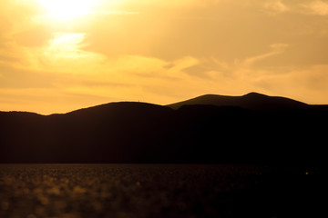 Sunset in the Uyuni desert, Bolivia