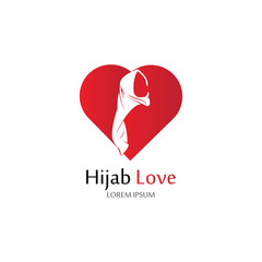 Hijab Love logo vector icon design template-vector