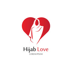 Hijab Love logo vector icon design template-vector