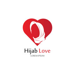 Hijab Love logo vector icon design template-vector