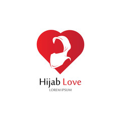 Hijab Love logo vector icon design template-vector