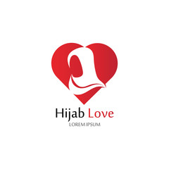 Hijab Love logo vector icon design template-vector