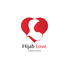 Hijab Love logo vector icon design template-vector