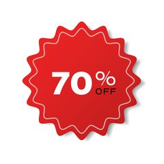 special offer sale promo marketing holiday shopping concept red 70 percent off discount sticker symbol for advertising campaign in retail vector illustration