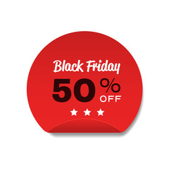 special offer sale promo marketing black friday holiday shopping concept red 50 percent off discount sticker symbol for advertising campaign in retail vector illustration