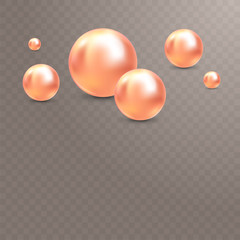 Obraz na płótnie Canvas Vector Illustration for your design. Luxury beautiful shining jewellery background with pink pearls vector illustration. Beautiful shiny natural pearls. With transparent glares and highlights for