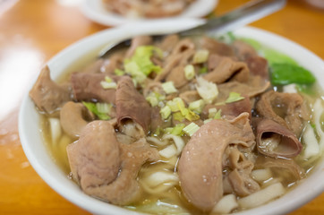 mix pork noodles with soup