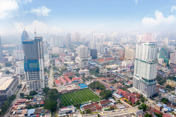 Aerial drone view of Kuala Lumpur cityscape