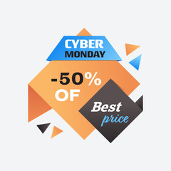 cyber monday big sale sticker advertisement special offer concept holiday online shopping discount banner vector illustration