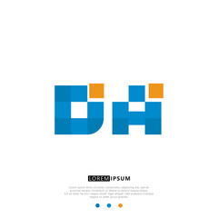 DA D A Logo Monogram with Blue and yellow Colors. modern letter logo design