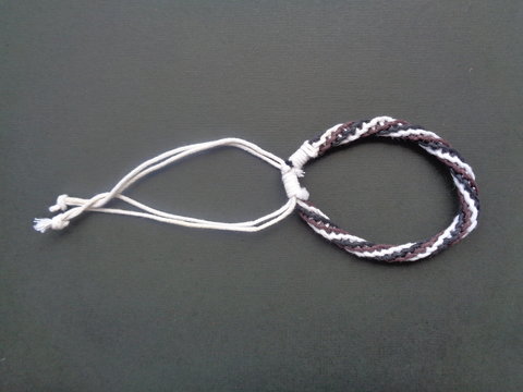 kumihimo rope bracelet with white and red color