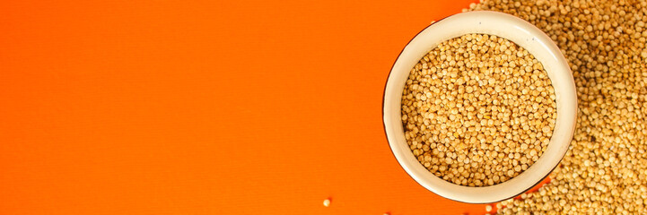 quinoa grain (porridge, super food is healthy snack) menu concept. food background. copy space. Top view