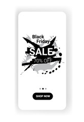 big sale template black friday banner online mobile app special offer promo marketing holiday shopping concept smartphone screen vertical copy space vector illustration