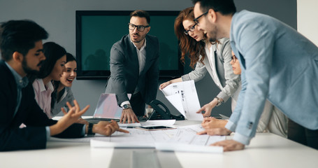Business meeting in modern conference room
