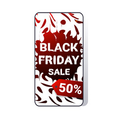 big sale black friday sticker special offer promo marketing holiday shopping concept smartphone screen online mobile app advertising campaign vector illustration