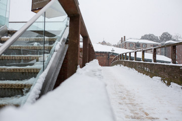 Stairs and Bridge in Snow