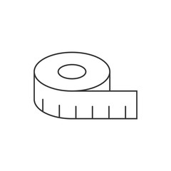 Tape measurement line icon on white background. Editable stroke