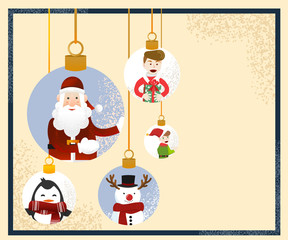Christmas hanging cartoon Baubles background template