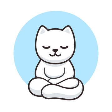 Cartoon cat meditating