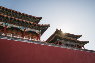 Obraz premium Chinese traditional architecture, Chinese roof top design in Beijing