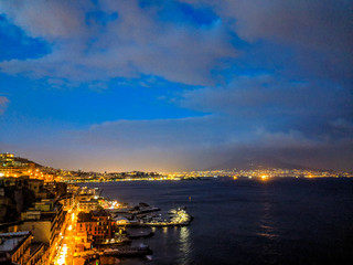 Night view of the Naples coastline