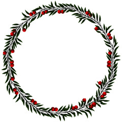 Christmas wreath element created in vector. Vector layout with copy space. 