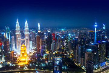 Blue hour petronas twin tower and KL Tower