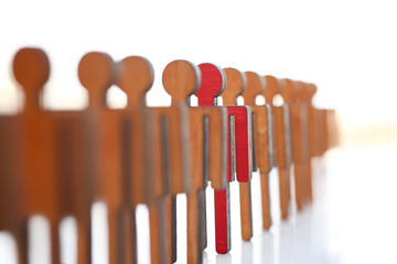 Male red plastic toy businessman silhouette