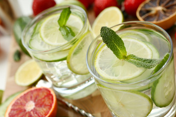 Lime with cucumber punch home made cocktail