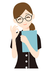 OKサインをする笑顔の女性看護士_ポーズ3f